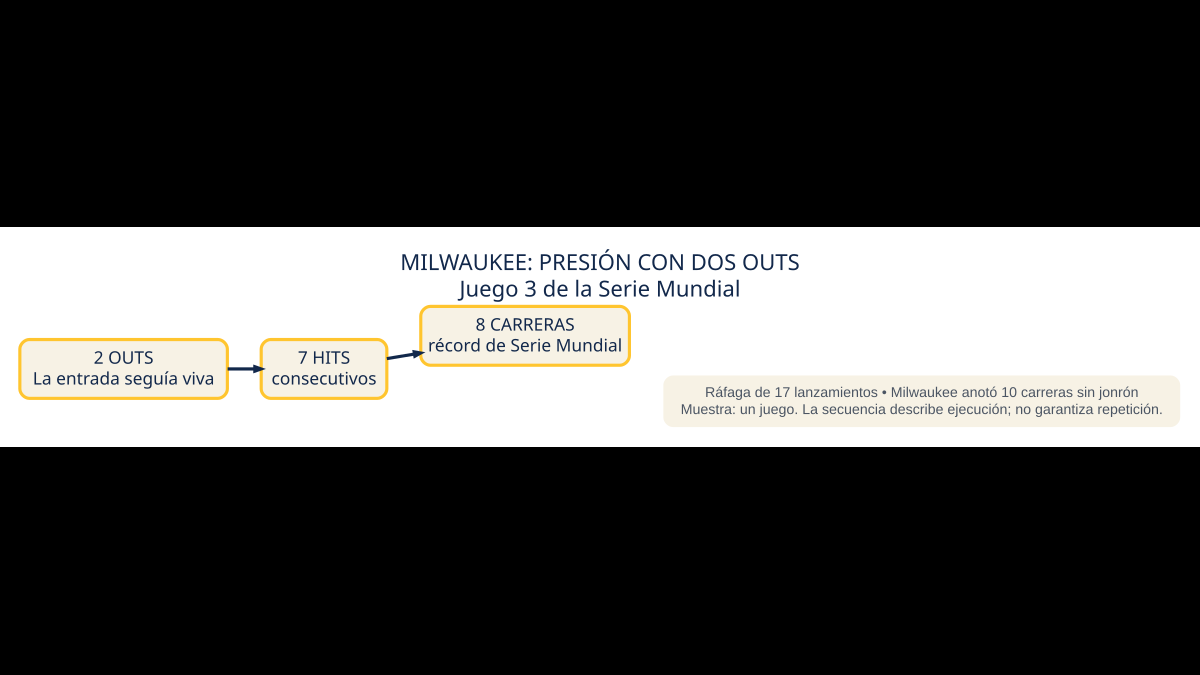 Infografía: Milwaukee enlazó siete hits y anotó ocho carreras con dos outs durante el Juego 3 de la Serie Mundial